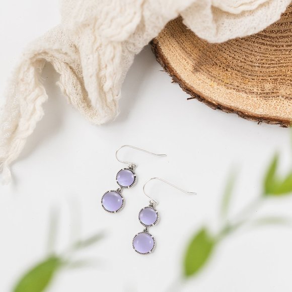 Recycled Early 1900's Purple Medicine Bottle Sterling Double Take Earrings - Picture 4 of 5